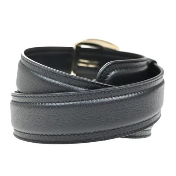 GUCCI Logo Belt 80/32 35mm Leather Black GHW Italy 68TA242 main image 6